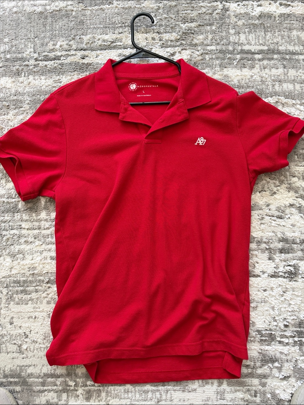 Aeropostale Red Men's Polo Shirt with A87 Logo